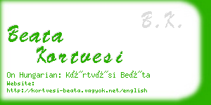 beata kortvesi business card